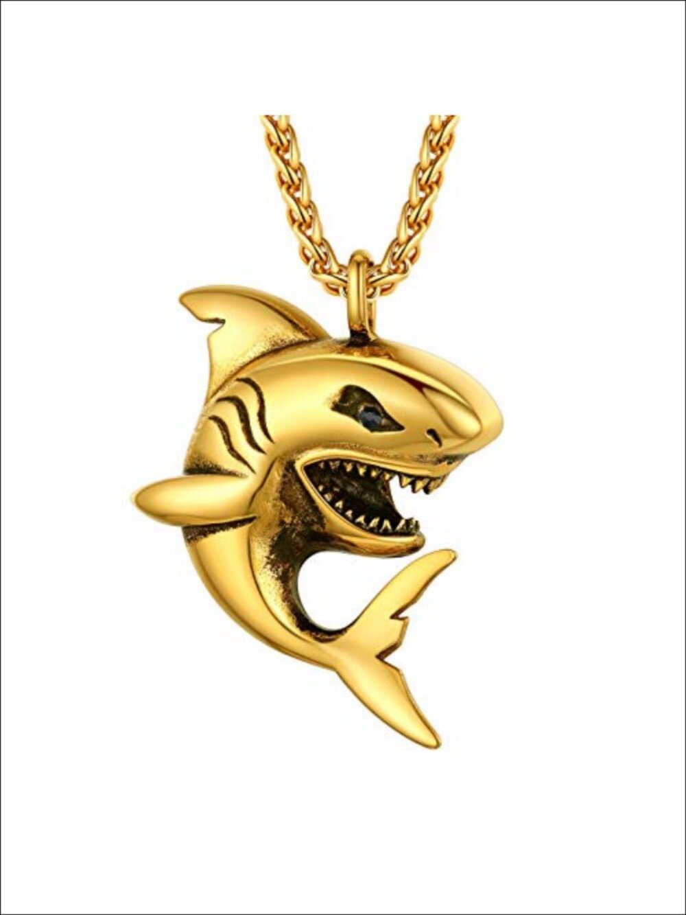 PROSTEEL Stainless Steel Shark Pendant Necklace 22-24 Inch Adjustable Chain